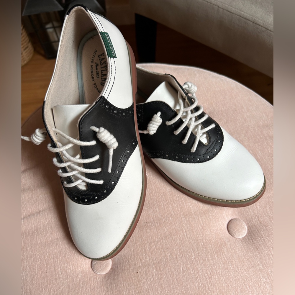 Eastland White and Black Saddle Oxfords